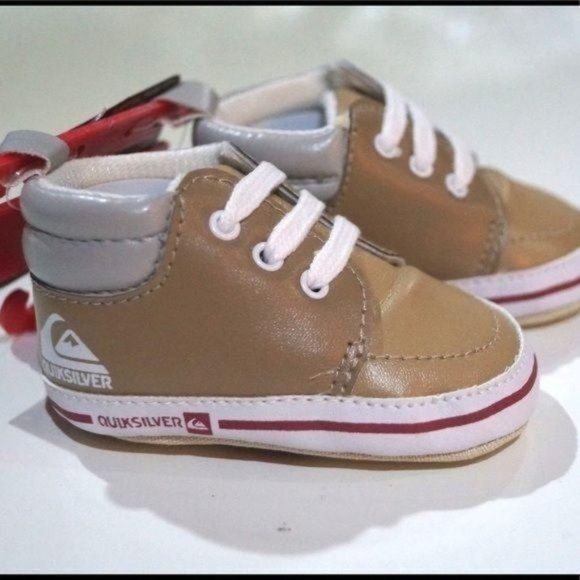 Quicksilver Tan Baby Lace Up Sneakers High Top Shoes - Picture 3 of 5